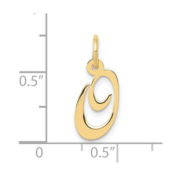 10k Yellow Gold Small Fancy Script Initial O Charm - Picture 3 of 3